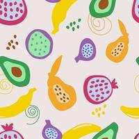 modèle sans couture abstrait. fruits dessinés à la main dans une forme simple vecteur