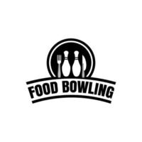 concept de conception de logo de bowling vectoriel symbole de fourchette et de couteau peut être utilisé pour le restaurant