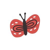 doodle papillon décoratif rouge vecteur