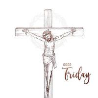 croquis de jésus christ vendredi saint et fond de croix de pâques vecteur