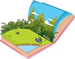 livre pop up avec scène de nature en plein air vecteur