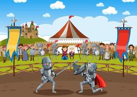 deux chevaliers médiévaux se battant ensemble vecteur