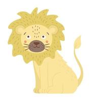 vecteur mignon lion isolé sur fond blanc. illustration d'animal africain exotique tropical drôle. image plate lumineuse pour les enfants. clipart été jungle