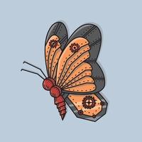 illustration de style steampunk papillon vecteur