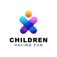logo d'enfants colorés modernes, personnes, modèle vectoriel de conception de logo humain
