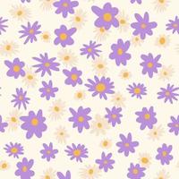 magnifique motif floral sans couture avec des fleurs. design sans fin avec de délicates fleurs sauvages pour l'impression et la décoration. toile de fond botanique reproductible. illustration vectorielle plane couleur. vecteur