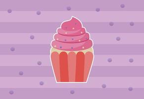 cupcakes décorés roses avec illustration vectorielle fond violet vecteur