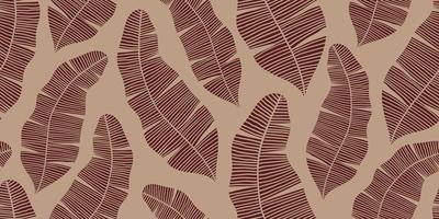 bannière beige transparente abstract vector avec des feuilles de bananier brun