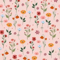 motif de fleurs sans soudure. fond floral clair avec imprimé de fleurs et de fleurs. illustration vectorielle plane colorée pour le textile. conception de texture répétitive. vecteur