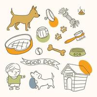 éléments pour animaux de compagnie dessinés à la main votre illustration de chien mignon