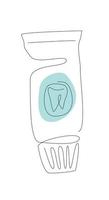 pâtes dentaires une ligne. art de la ligne de soin des tubes de pâtes dentaires. soins dentaires vecteur