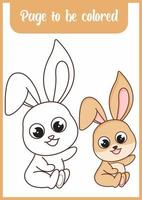 page de coloriage pour enfant. lapin mignon vecteur