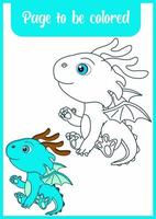 page de coloriage pour enfant. dragon mignon vecteur