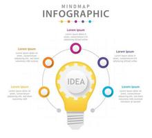 modèle d'infographie pour les entreprises. Diagramme de carte mentale moderne en 6 étapes avec ampoule, infographie vectorielle de présentation. vecteur