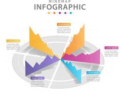 modèle d'infographie pour les entreprises. Diagramme de carte mentale moderne en 5 étapes avec graphique 3d, infographie vectorielle de présentation. vecteur