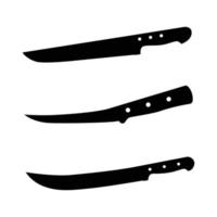 silhouette de couteau de cuisine. couteau de boucher icône noir et blanc élément de conception sur fond blanc isolé