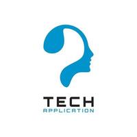 vecteur de conception de logo d'application numérique mobile de cellule cérébrale de technologie
