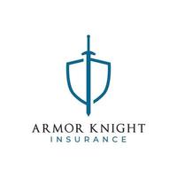 épée d'armure de bouclier de chevalier pour le vecteur de conception de logo d'assurance de richesse juridique militaire