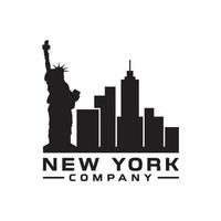 silhouette d'horizon de new york city pour le vecteur de conception de logo de bâtiment immobilier