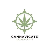 cbd cannabis marijuana chanvre pot feuille herbe et boussole logo design vecteur