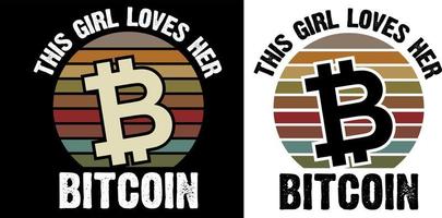 cette fille aime son design de t-shirt bitcoin vecteur