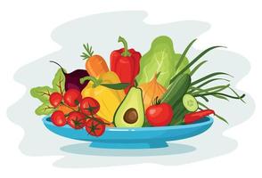 concept d'aliments sains. plat avec des légumes frais. vecteur