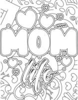 page de coloriage de typographie de la fête des mères. conception d'art en ligne pour la fête des mères. vecteur