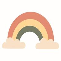 arc-en-ciel avec des nuages dans le style boho pour la décoration murale de la chambre des enfants, le style des enfants modernes vecteur