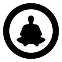homme de méditation l'icône de couleur noire en cercle ou en rond vecteur