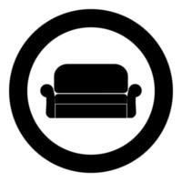 icône de canapé couleur noire en cercle vecteur