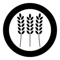 icône de blé couleur noire en cercle vecteur