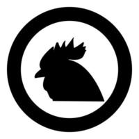 tête de coq l'icône de couleur noire en cercle ou en rond vecteur