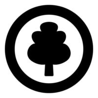 L'icône de l'arbre de couleur noire en cercle vecteur