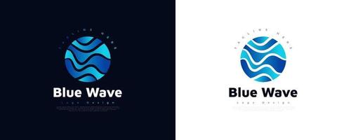 création de logo abstrait vague bleue avec forme ronde. symbole ou icône du logo wave pour l'identité de l'entreprise vecteur