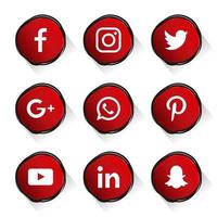 éléments de médias sociaux cercle rouge vecteur