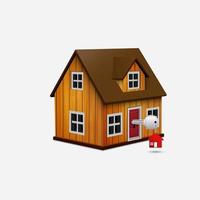 maison avec clé et bijou de maison rouge dans le trou de la serrure vecteur
