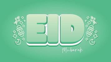 fond d'art 3d vert eid mubarak vecteur