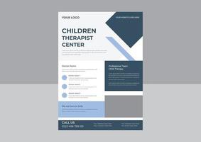 modèle de conception de flyer de thérapie infantile, flyer de thérapie médicale, modèle de dépliant d'affiche de conseil aux enfants.
