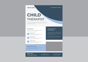 modèle de conception de flyer de thérapie infantile, flyer de thérapie médicale, modèle de dépliant d'affiche de conseil aux enfants. vecteur