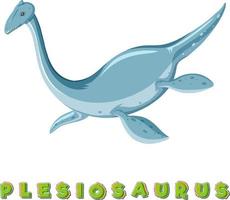 wordcard de dinosaure pour le plésiosaure vecteur