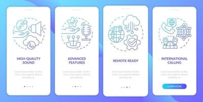 avantages de l'écran de l'application mobile d'intégration du dégradé bleu voip vecteur
