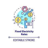 icône de concept de tarifs d'électricité fixes vecteur