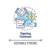 icône de concept de contrat de signature