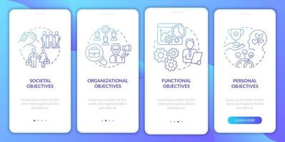 objectifs de l'écran de l'application mobile d'intégration du dégradé bleu de gestion des ressources humaines vecteur
