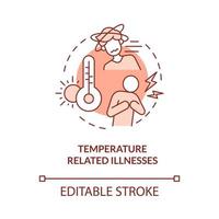 icône de concept rouge maladies liées à la température vecteur