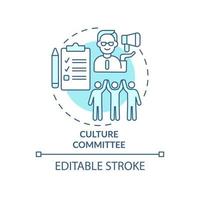 icône de concept turquoise du comité de la culture. l'équipe croisée valorise l'illustration de la ligne mince de l'idée abstraite. dessin de contour isolé. trait modifiable. roboto-medium, myriade de polices pro-gras utilisées7 vecteur
