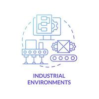 icône de concept de gradient bleu d'environnements industriels. améliorer les résultats de l'entreprise illustration de la ligne mince de l'idée abstraite. Double digitale. dessin de contour isolé. roboto-medium, une myriade de polices pro-gras utilisées vecteur