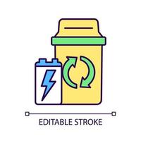 conteneur pour l'icône de couleur rvb d'élimination de la batterie. recyclage et réutilisation. poubelle électronique. Stockage sûr des accumulateurs au lithium. illustration vectorielle isolée. dessin au trait rempli simple vecteur