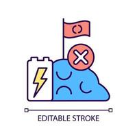 aucune décharge de batterie n'enfouit l'icône de couleur rvb. les cellules usagées sont mal éliminées. fuite de produits chimiques dangereux de l'accumulateur. pollution environnementale. illustration vectorielle isolée. dessin au trait rempli simple vecteur
