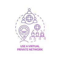 icône de concept violet de réseau privé virtuel protégeant les données. confidentialité en ligne avec illustration de ligne mince d'idée abstraite vpn. sécurité de la connexion internet. dessin de couleur de contour isolé de vecteur